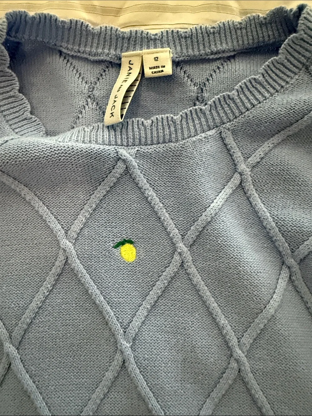 Janie and Jack Blue Puff Sleeve Sweater with Lemon Floral Leggings